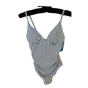 NEW Cupshe Maternity Blue & White Striped‎ Swimsuit Size Medium